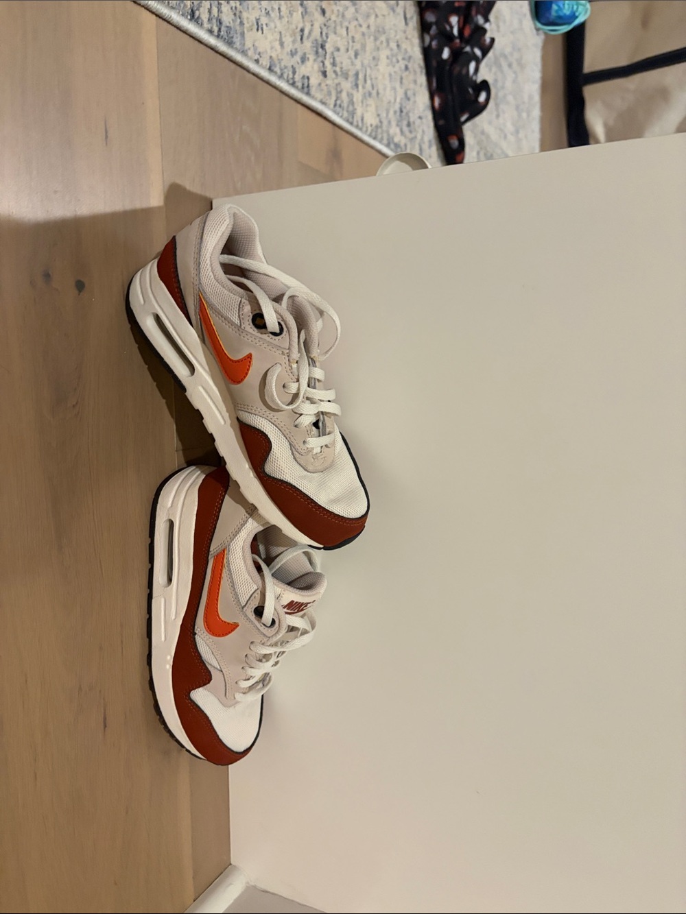 Nike Kids White and Orange Retro Swoosh Sneakers